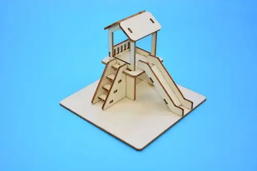 滑滑梯木质建筑模型 科技小制作diy材料包中小学玩具科教