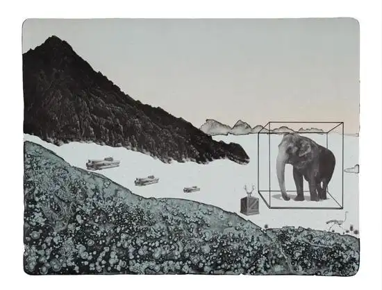 关伟伟《约会》  2013  石版画  49*65cm