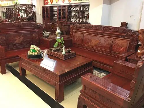 小叶红檀双凤宝座1,2,3沙发--佛山同辉红木家具厂