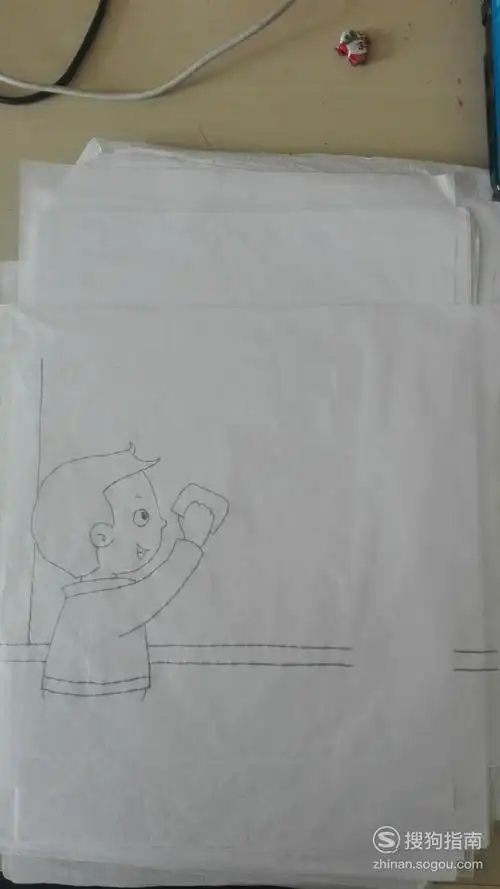 如何画擦玻璃的小男孩的简笔画优质