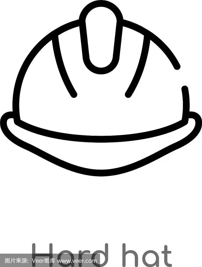 轮廓安全帽图标孤立黑色简单线