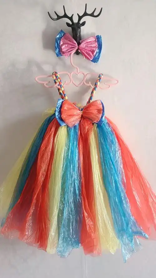 女孩环保蓬蓬公主塑料袋手工手工制制作婚纱女童儿童演出服