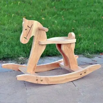 简易实木摇马小木马儿童幼儿木制玩具大人可坐一周岁宝宝小木马3岁小