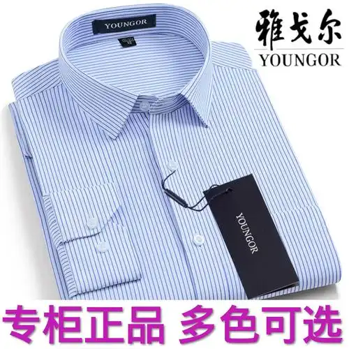 正品雅戈尔长袖衬衫男士纯棉衬衫商务正装免烫长袖衬衣男中年大码