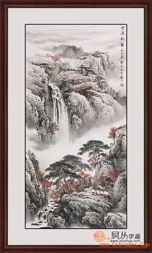 客厅墙画风水 国画山水提振居室风水