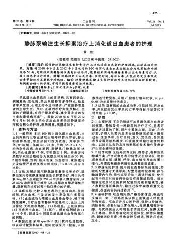 静脉泵输注生长抑素治疗上消化道出血患者的护理