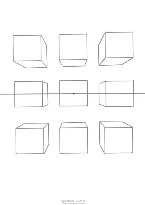 临摹一点透视正方体绘画基础透视的练习