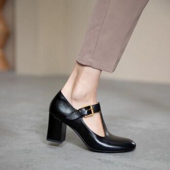 女士单鞋>easttataet>easttataet女鞋酒红色丁字高跟女鞋复古玛丽珍