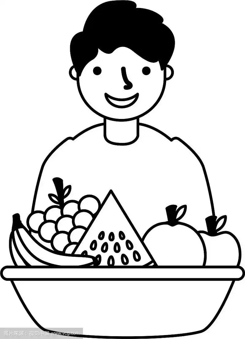 吃健康水果的年轻人