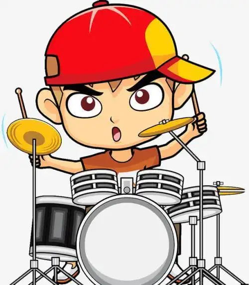 怎么画打鼓的男孩子简笔画画法步骤教程卡通儿童孩子小孩动漫 架子鼓