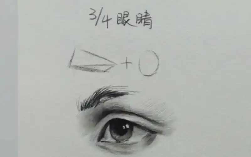 【素描人像五官教程】三分钟教你学会人像五官四分之三侧面眼睛画法