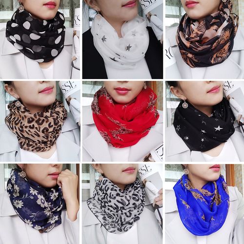 围脖桑蚕丝女薄款护颈套头冬季围巾颈