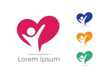 幼儿中心标志慈善和支持向量概念孤儿在心脏图标爱和幸福生活矢量插图