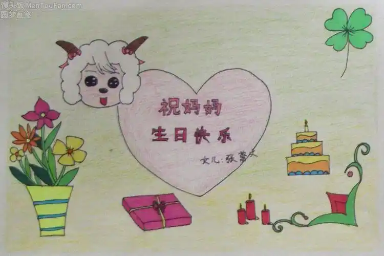 妈妈生日快乐儿童画贺卡 妈生日快乐贺卡