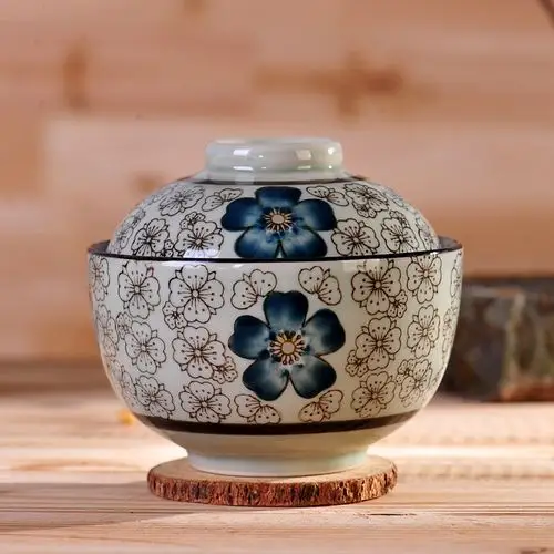 茗轩茶舍 日式带盖陶瓷 饭碗隔水炖盅燕窝蒸蛋羹盖碗豆腐脑甜品