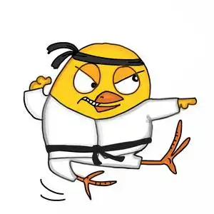 可爱的黄色小鸡插图卡通画空手功夫泰国照片