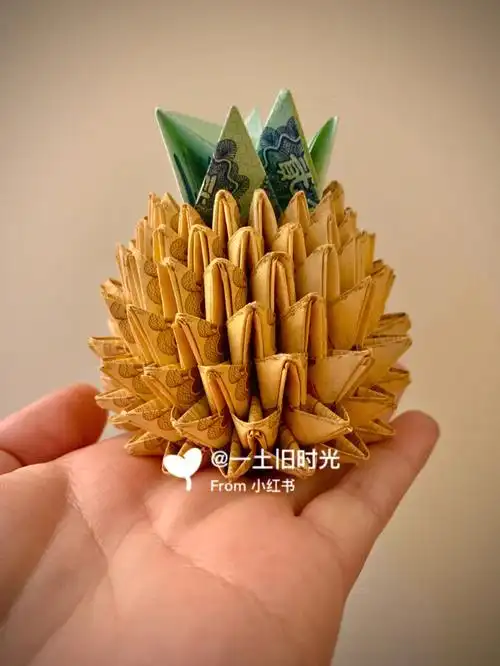 家里的纸币太多用不上了就开始折小三角然后插插插,菠萝,龙舟……成了