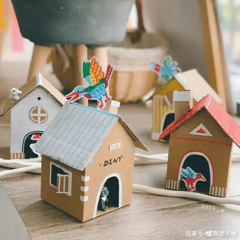 好玩的纸箱手工,小屋子,厨房,花篮