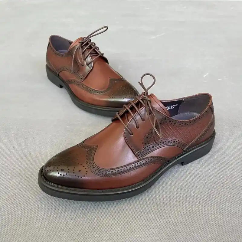 雕花英伦男皮鞋.0346:高品质布洛克英伦风系带商务男皮鞋, - 抖音