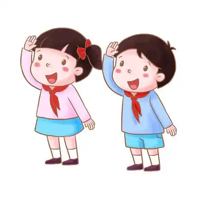 卡通手绘国庆开学少先队员敬礼人物素材卡通人物少先队员敬礼迎国庆