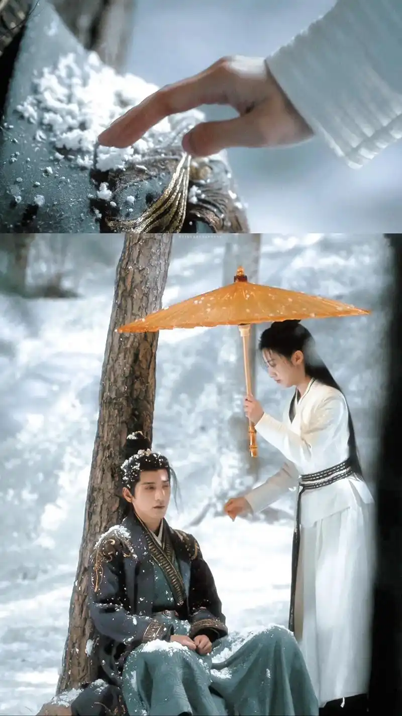 "这雪会越下越大,你会着凉的" #杨康穆念慈雪中撑伞氛围感 - 抖音