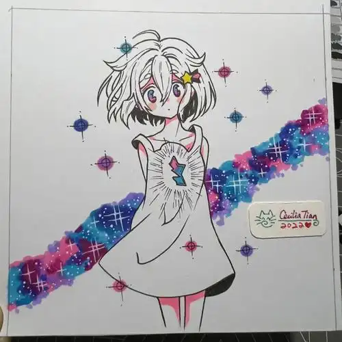 星空马克笔临摹手绘步骤图含色卡