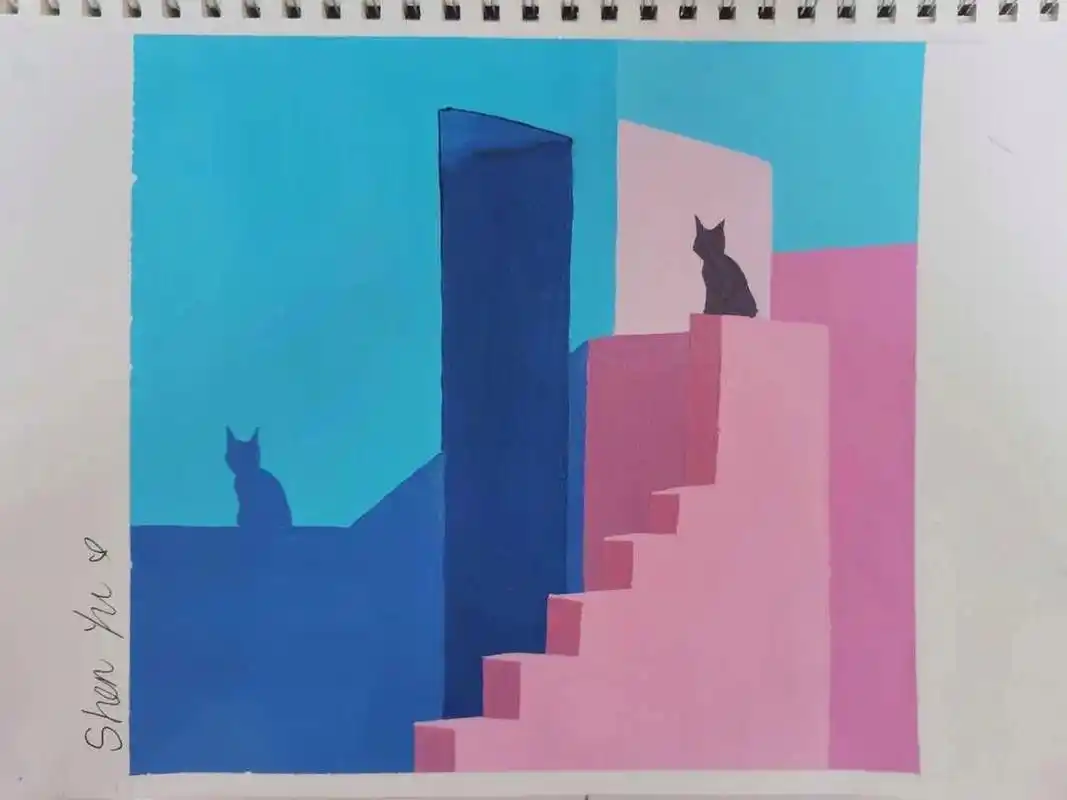 色彩构成96作业 图一:色彩调和 在色相,明度,纯度强对比关系中,运用