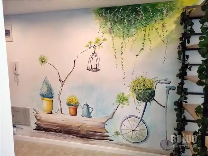 企业墙面手绘项目欣赏-菠萝文艺彩绘网