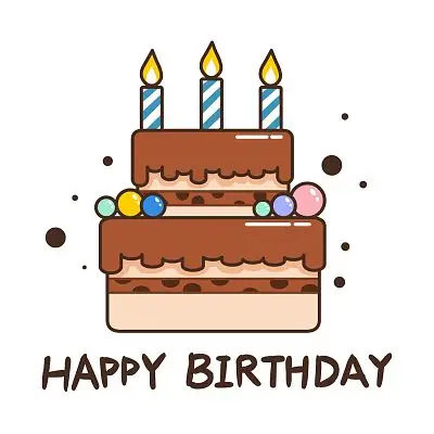 手绘卡通描边双层巧克力生日蛋糕原创素材