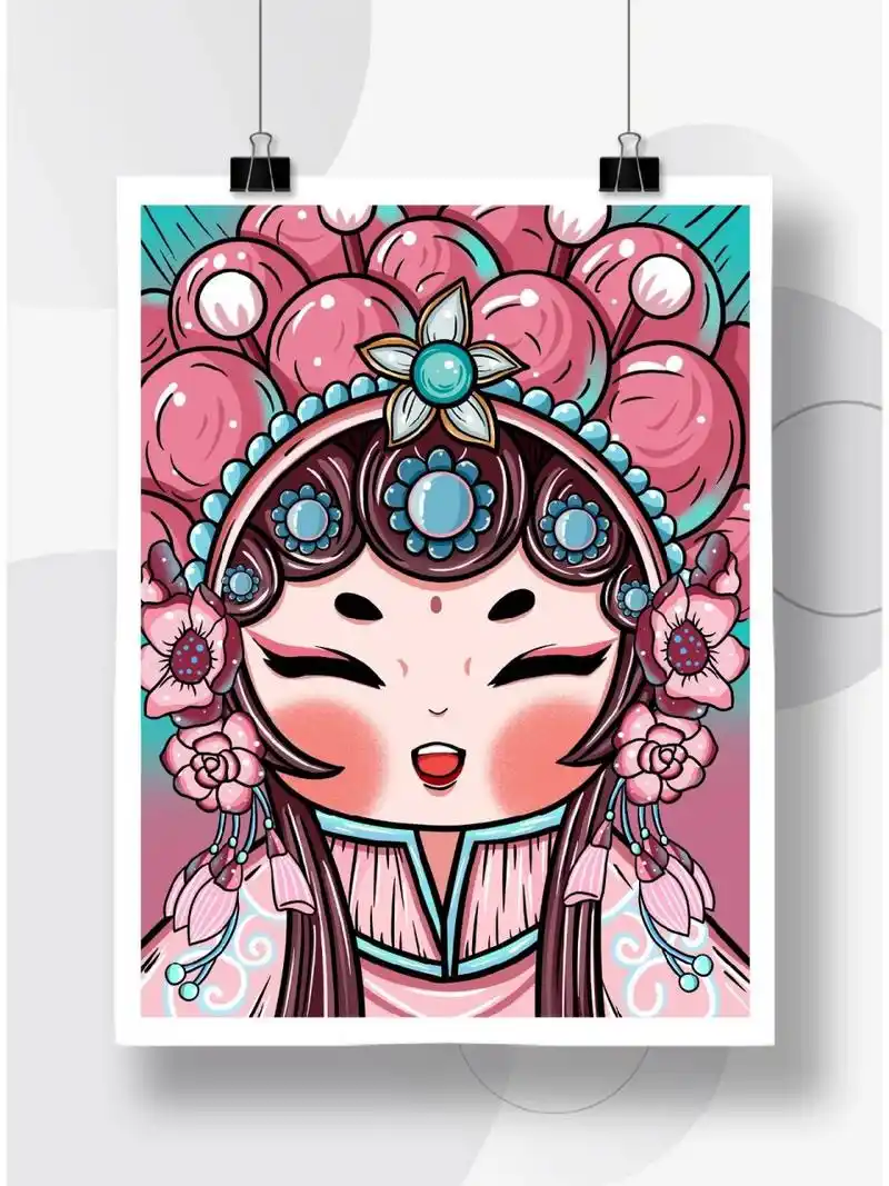 78找灵感 | q版京剧花旦人物特写脸谱插画78 7815嗨~ 生活既