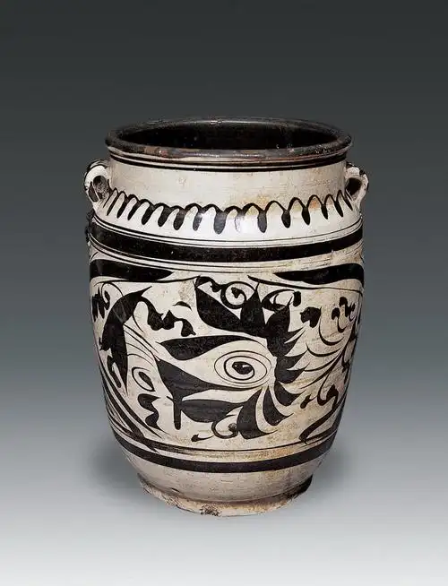 247 宋 磁州窑白地黑花双系罐