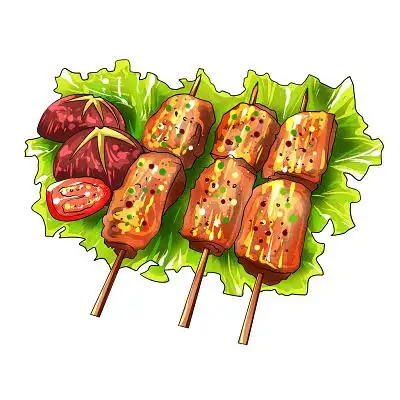 手绘卡通美食烧烤烤肉素材