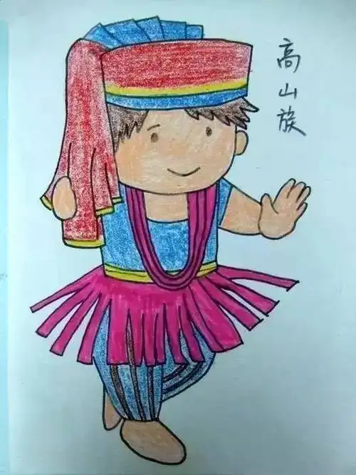儿童蜡笔画:56个民族特色,快教孩子吧