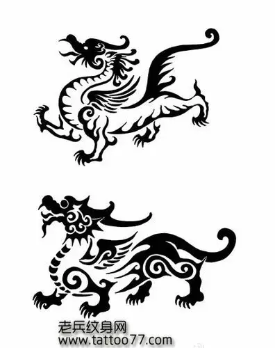 一款神兽图腾貔貅纹身图案