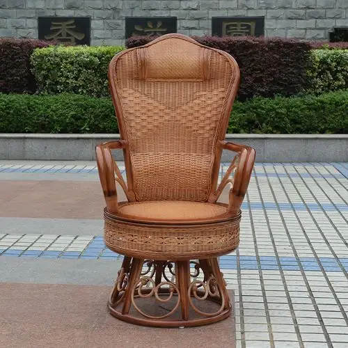 藤椅藤椅子转椅藤转椅休闲转椅办公转椅电脑椅书房藤老板椅双靠枕