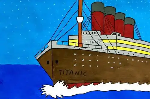 少儿书画作品-泰坦尼克号/儿童书画作品泰坦尼克号欣赏_中国少儿美术