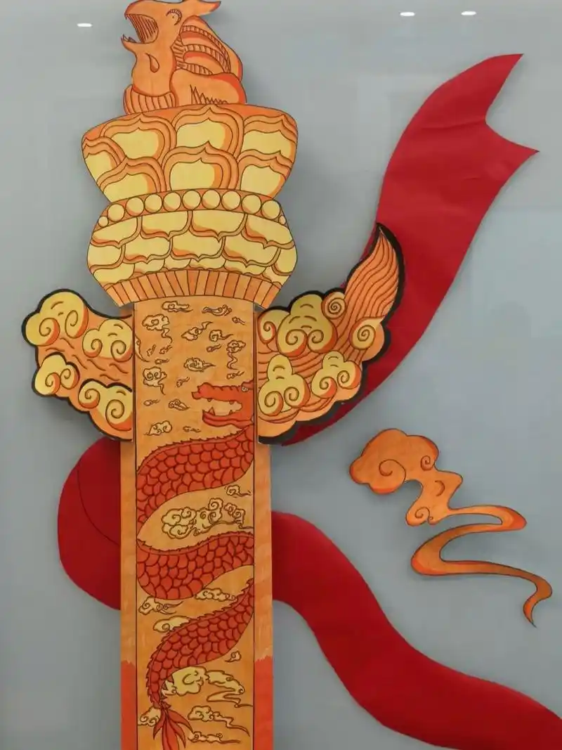 国庆节环创/手绘华表柱 国庆节快乐!