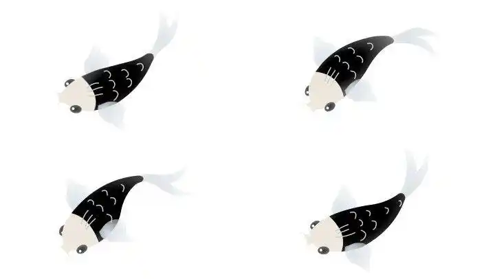 水墨鱼游动透明通道 无限循环