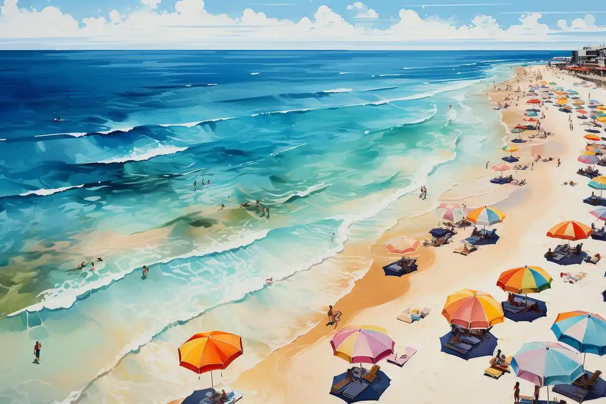 夏日的海边,漫画风的风景图!#ai绘画