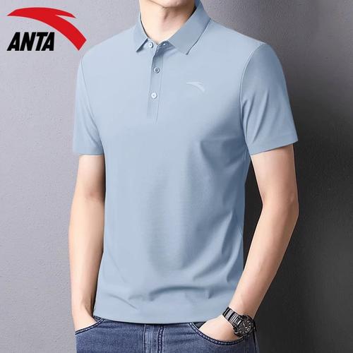 t恤polo衫男夏季宽松速干纯色运动上衣新款冰丝透气半袖安踏短袖