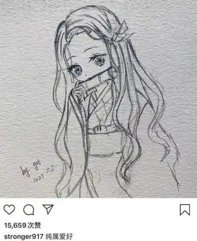 关晓彤的素描简笔画