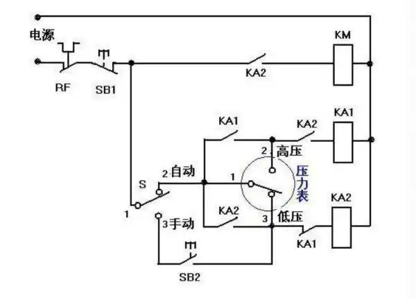 液位一个交流接触器一个热继电器两个中间继电器怎样控制380v水泵启停