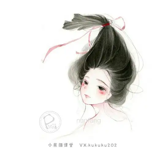 水彩人物长发少女头像森系手绘插画卡通头像壁纸