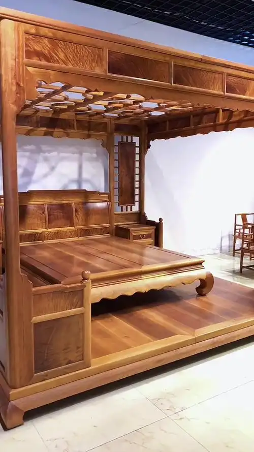 金丝楠木 千工拔步床 架子床 红木家具 家具-度小视