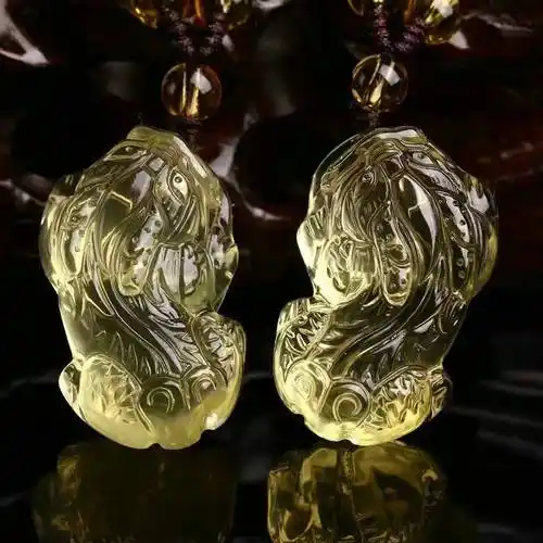 东海节高水晶天然黄水晶霸王貔貅吊坠 男女款招财项链批发