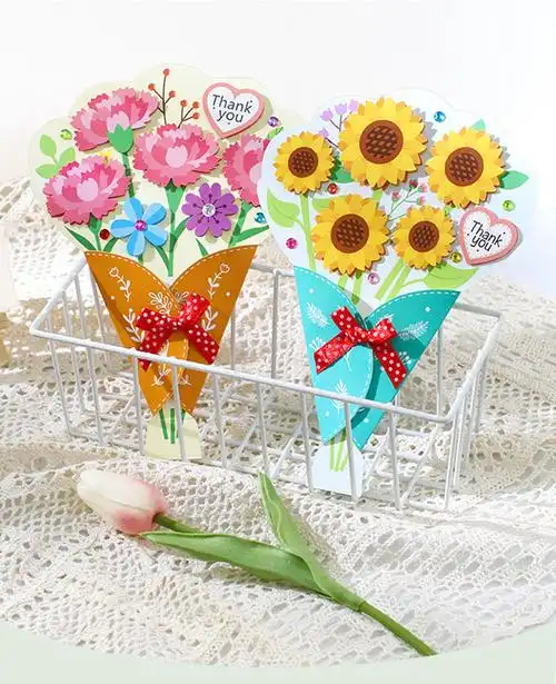 教师节礼物花束贺卡手工送老师制作材料包儿童创意新款幼儿园摇摇贺卡