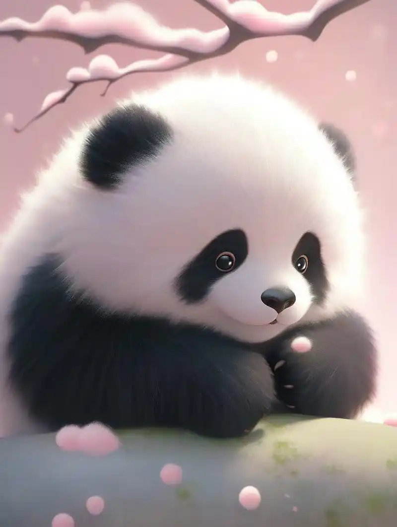 可爱的大熊猫坐在花篮里头像壁纸