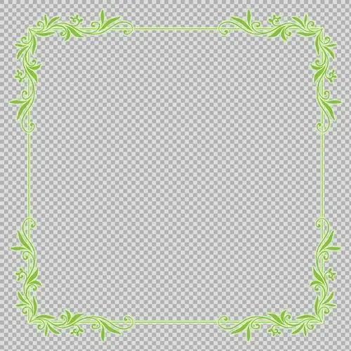绿色抽象花纹边框免抠png透明图层素材