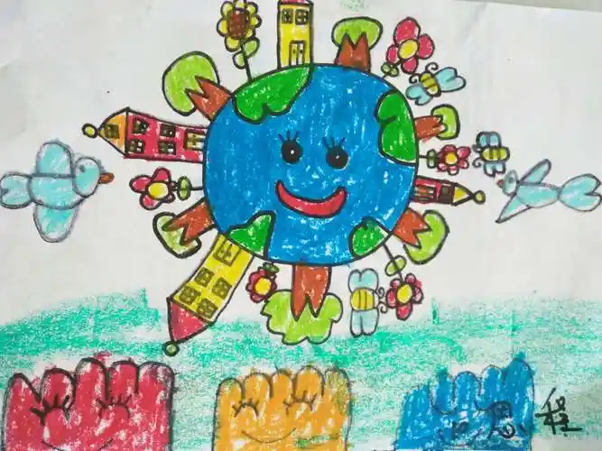 小天使幼儿园美术班绘画《爱护地球》