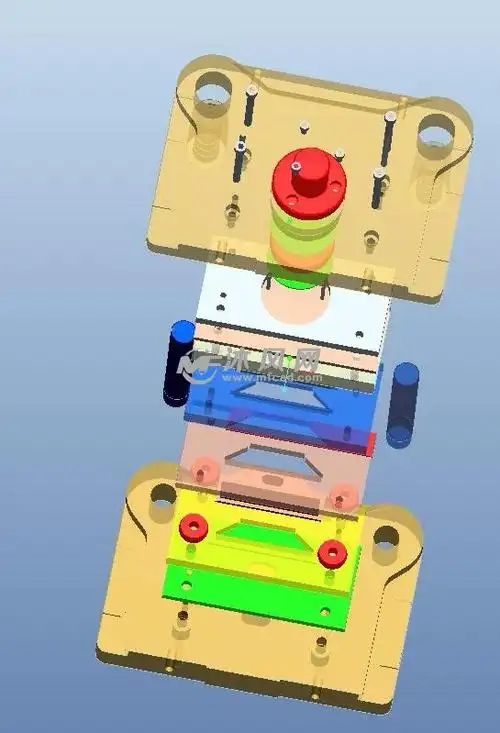 落料冲孔复合模三维 - 冲压模具图纸 - 沐风网